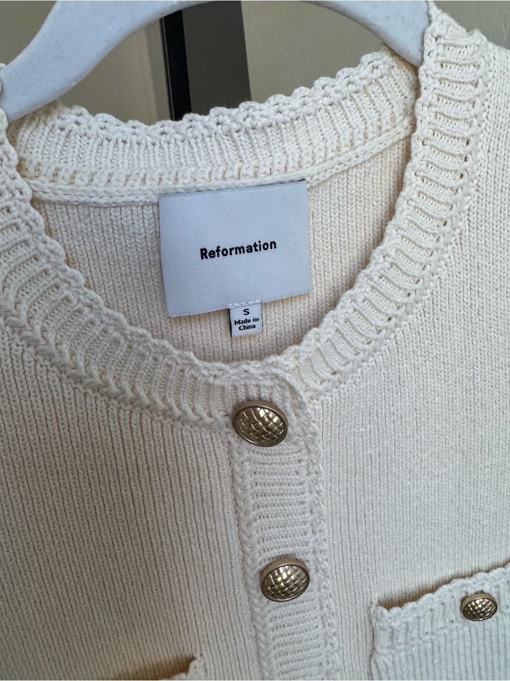 Reformation Catalina Cream Sleeveless Knit Button-Front Mini Dress - Picture 3 of 5